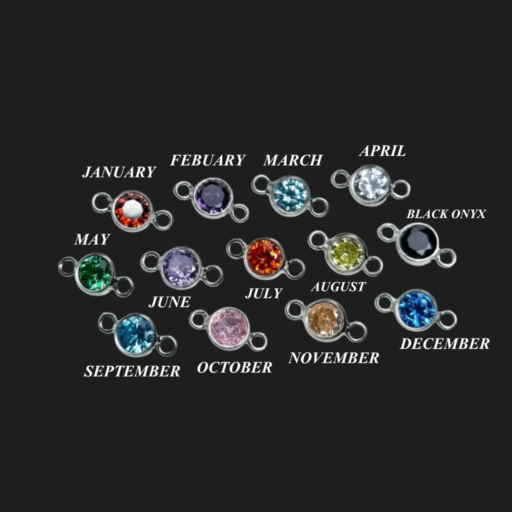 Sterling Silver Birthstone Charm Chain Necklace