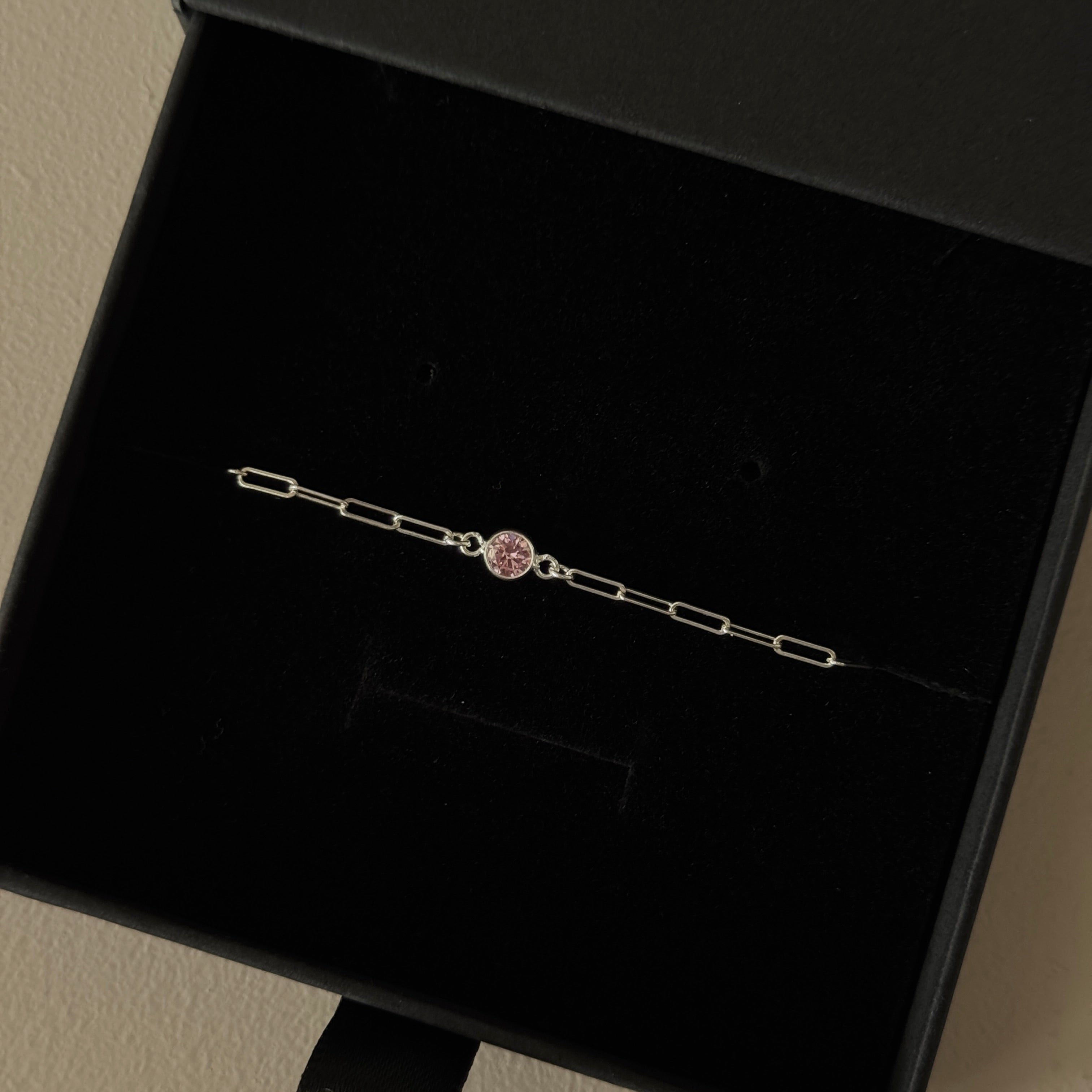Sterling Silver Birthstone Charm Chain Anklet