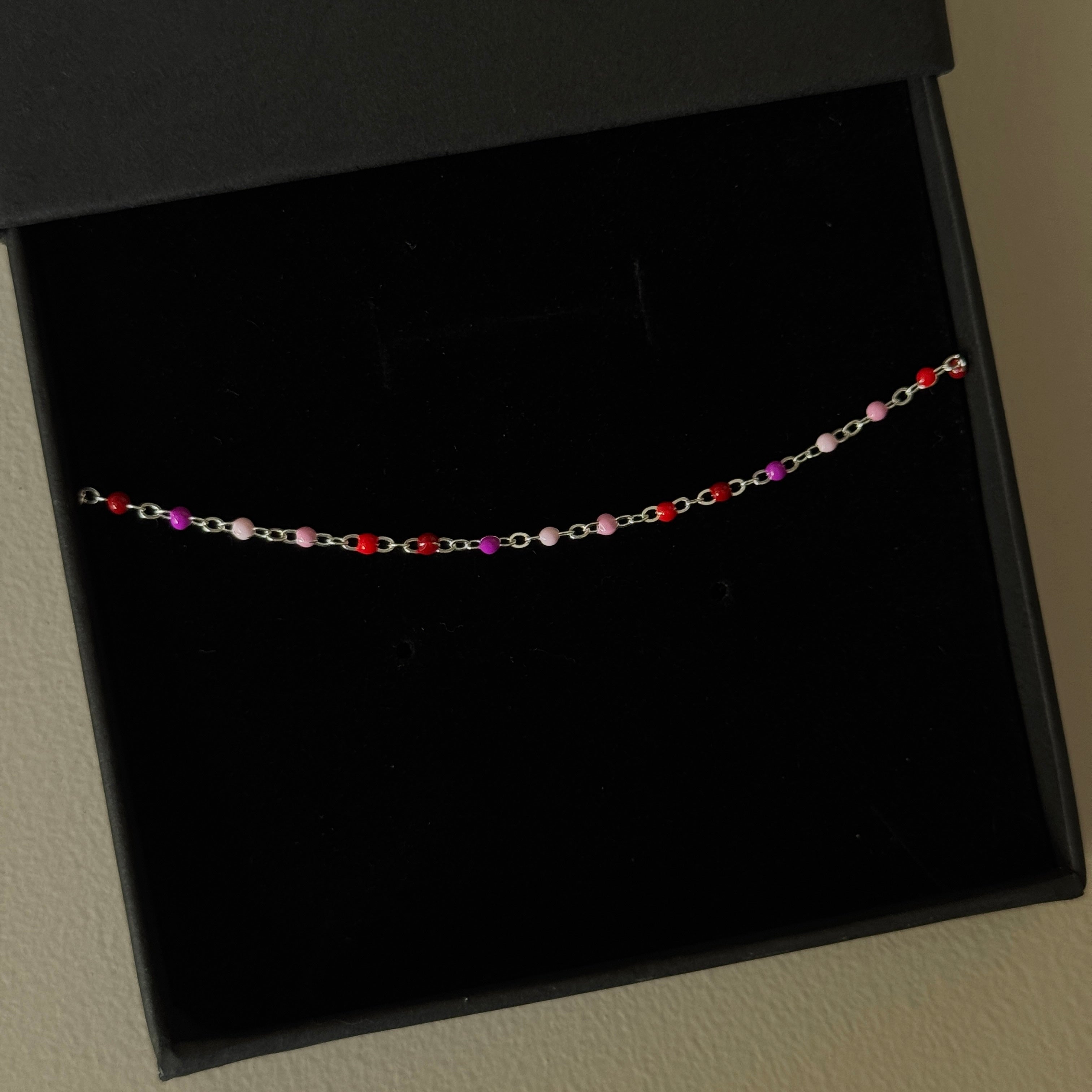 Sterling Silver Coloured Beaded Necklace