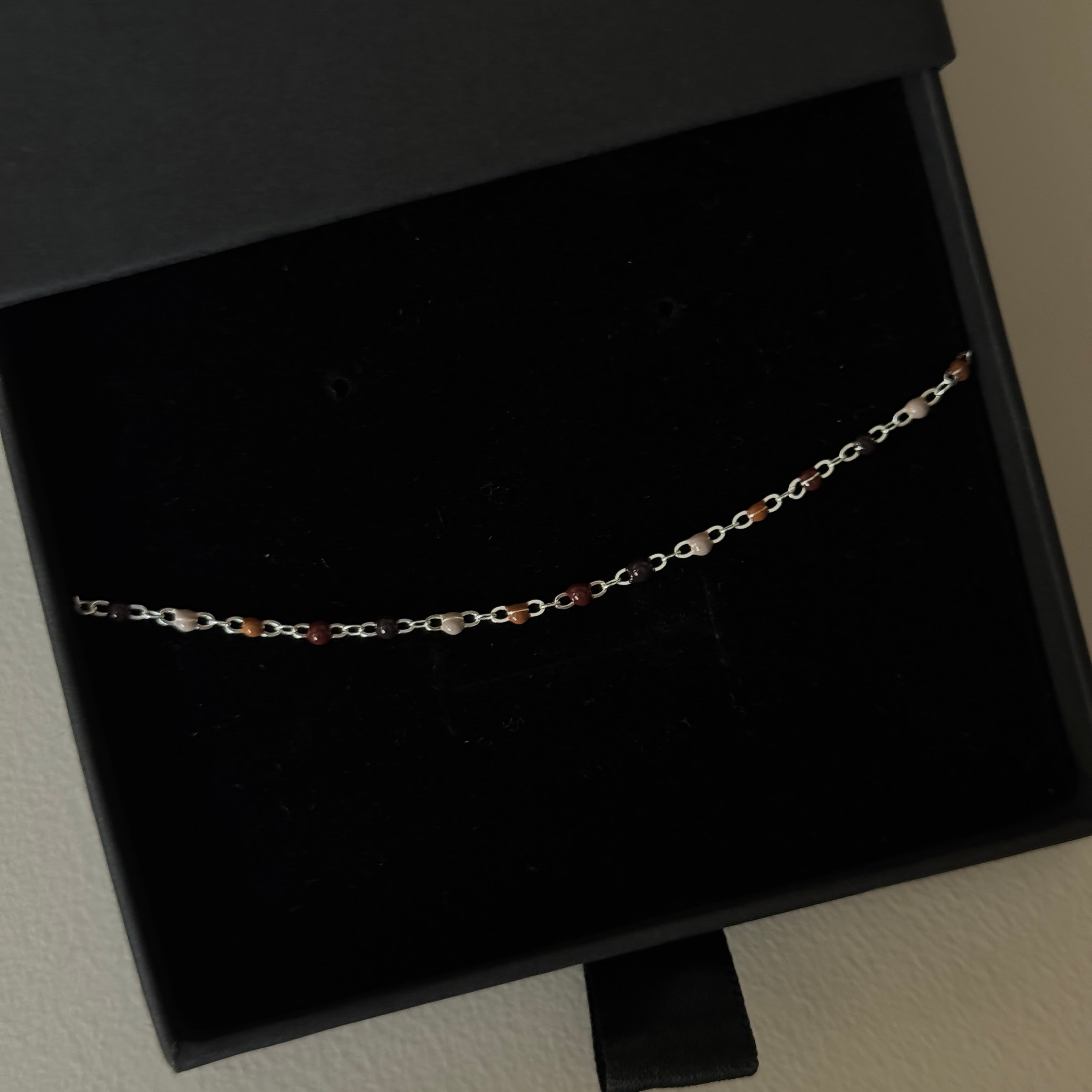 Sterling Silver Coloured Beaded Anklet