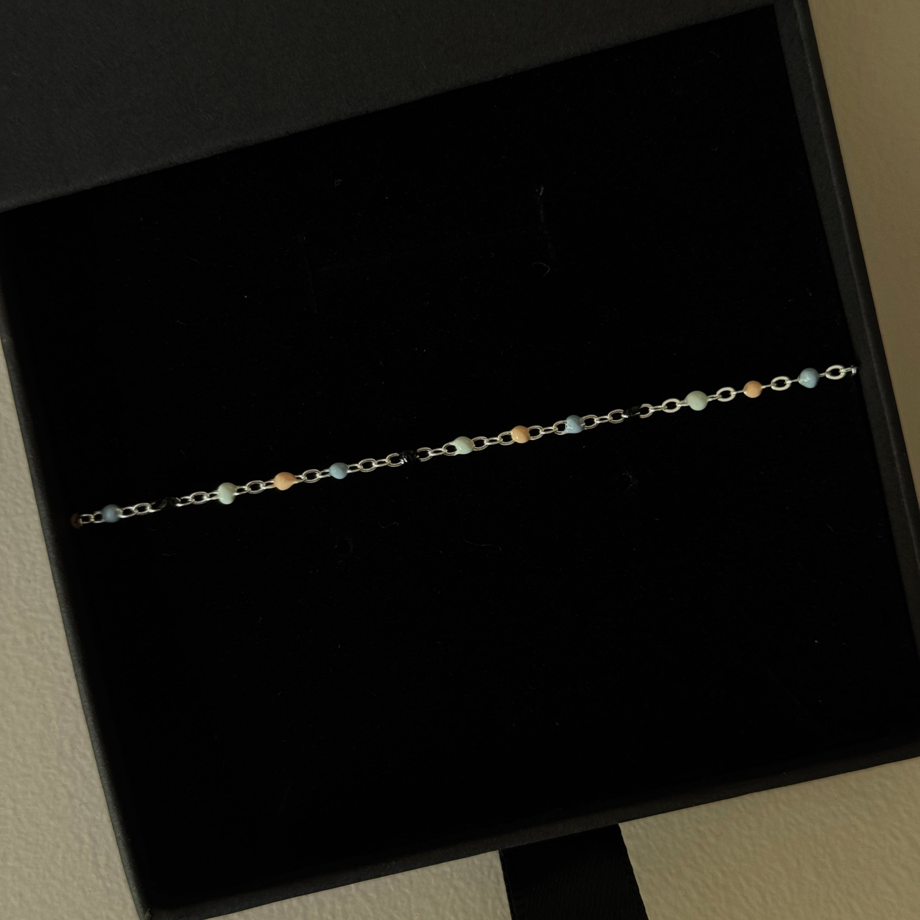 Sterling Silver Coloured Beaded Necklace