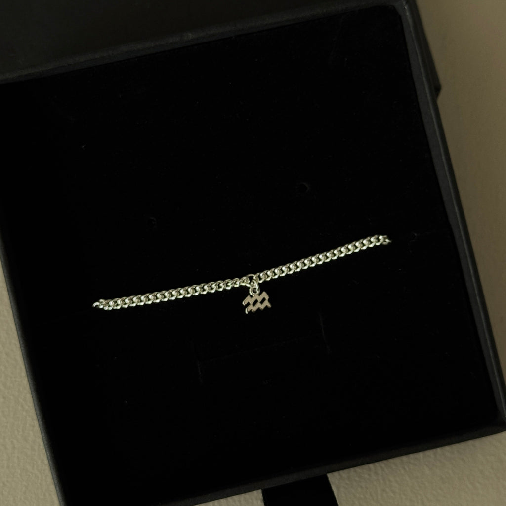 Sterling Silver Zodiac Charm Chain Anklet