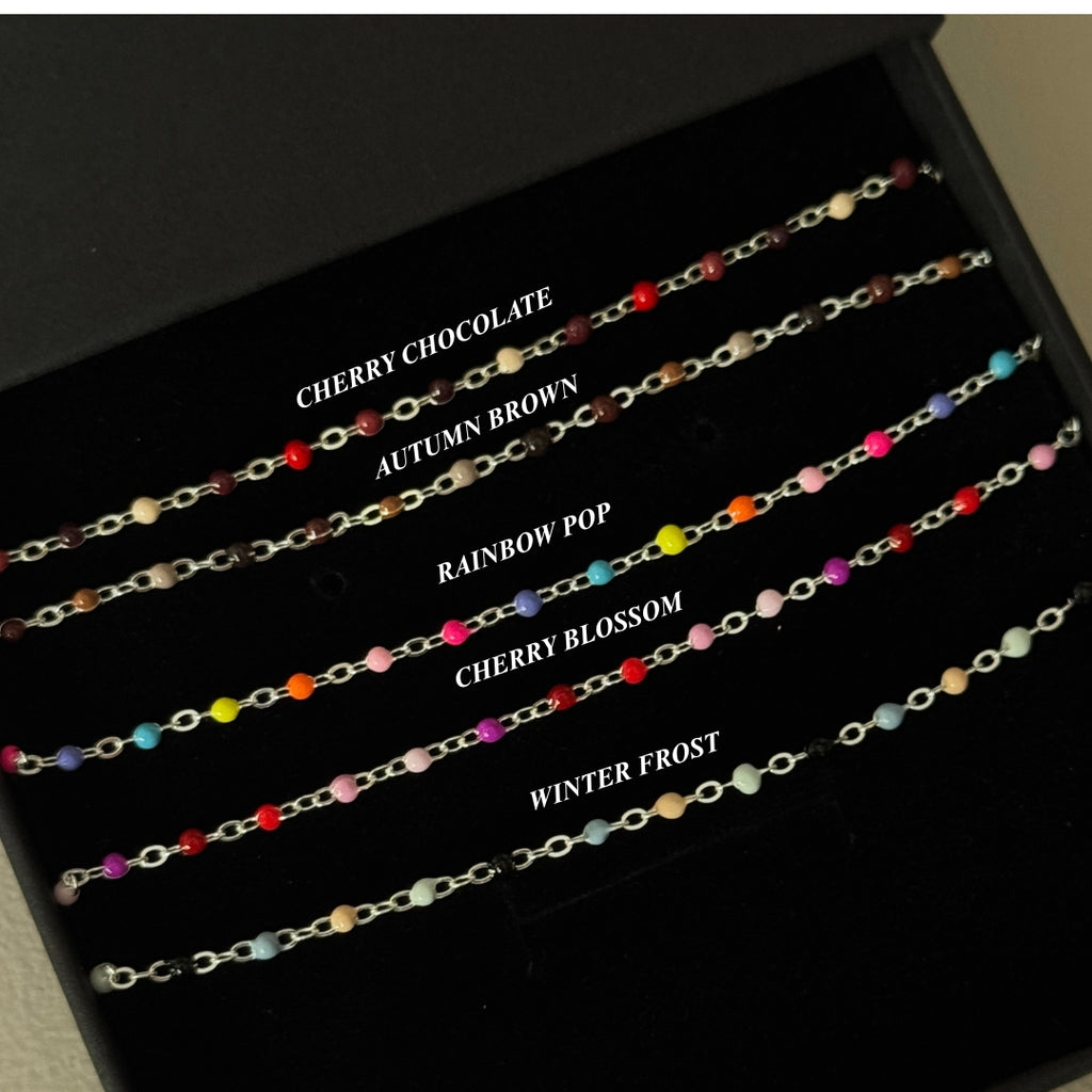 Sterling Silver Coloured Beaded Necklace